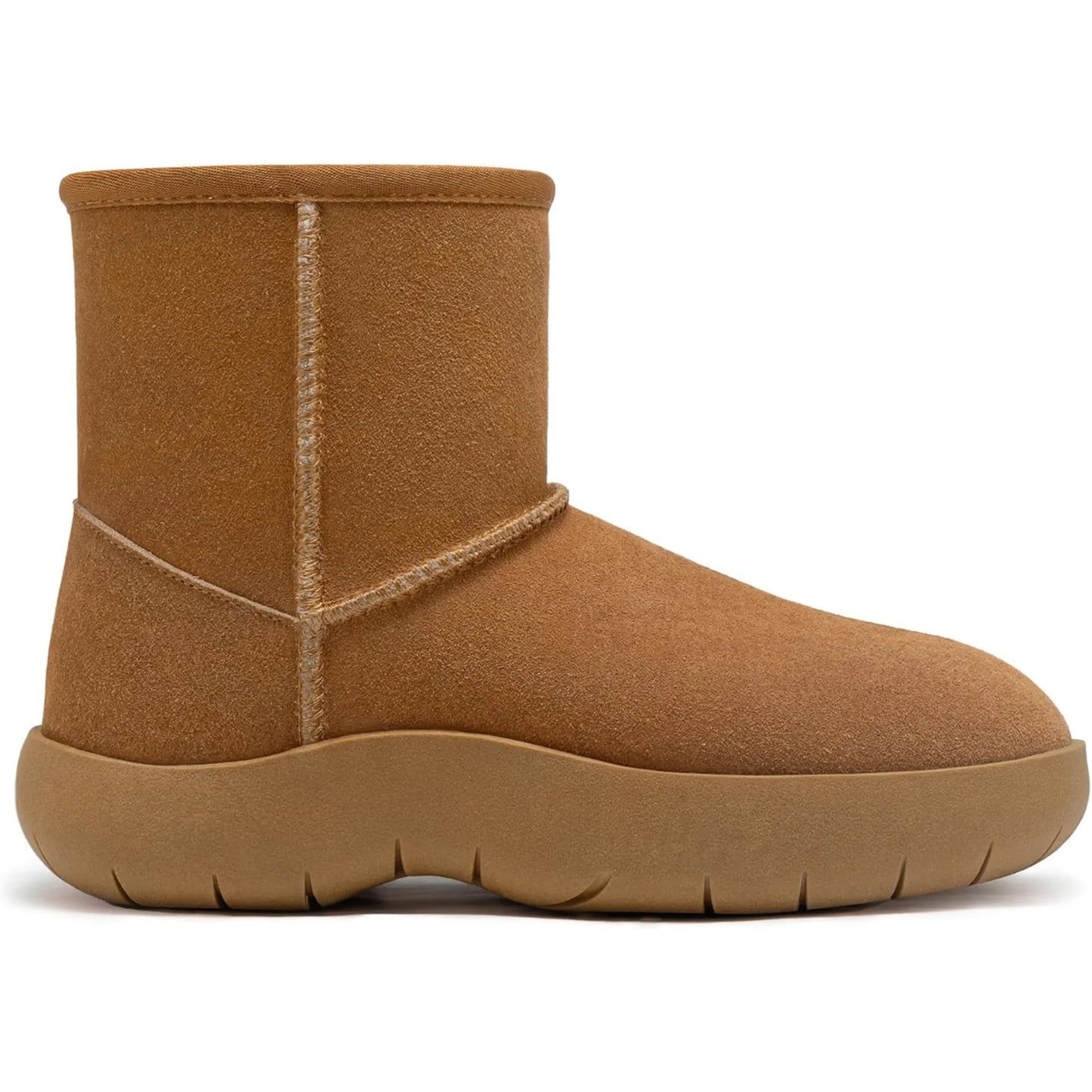 Women's Genuine Suede Ankle Boots Winter Warm Fur Lined Slip On Anti-Slip Short Snow Boots