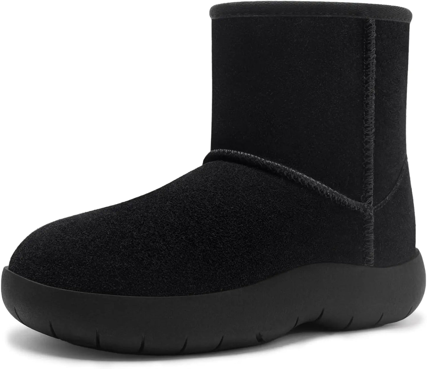 Women's Genuine Suede Ankle Boots Winter Warm Fur Lined Slip On Anti-Slip Short Snow Boots