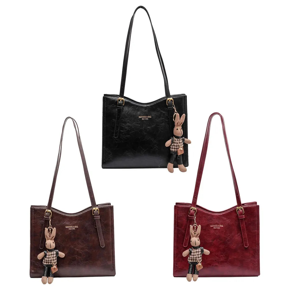 Women Retro Tote Handbag PU Leather Slouchy Tote Purse Large Capacity Fashion Shoulder Bag Ladies Travel Handbag