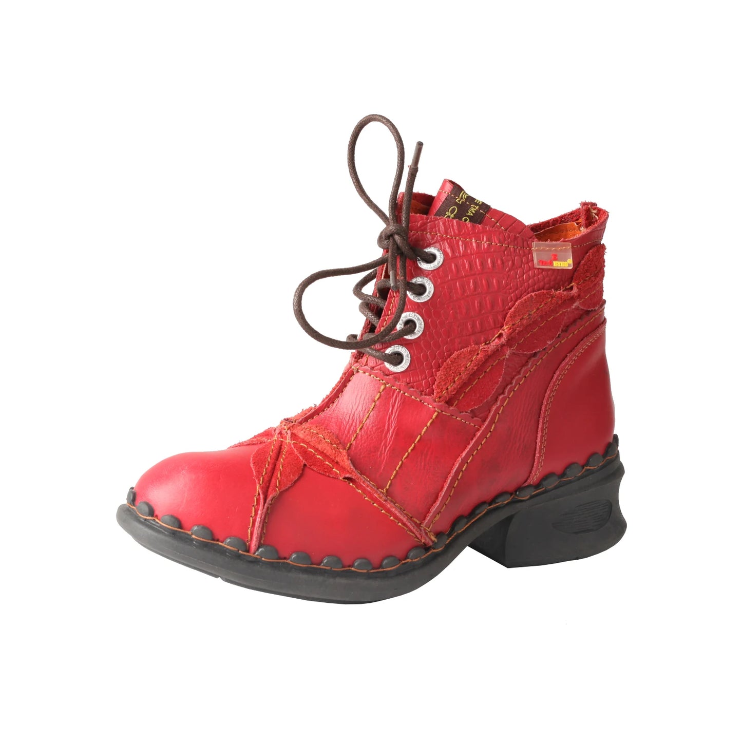 TMA EYES Women's Winter Leather Oxford Ankle Boots Fleece Lined Bootie Stylish Washed Finish Fashionable Winter Footwear