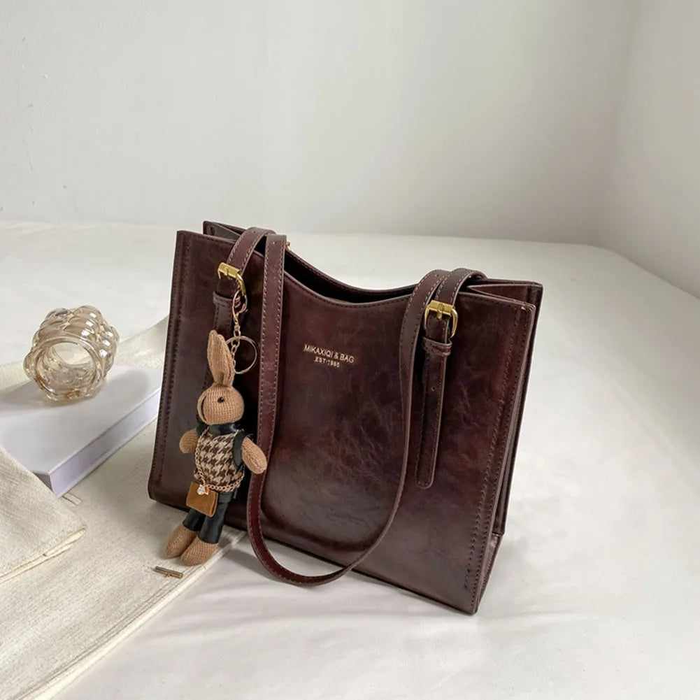 Women Retro Tote Handbag PU Leather Slouchy Tote Purse Large Capacity Fashion Shoulder Bag Ladies Travel Handbag