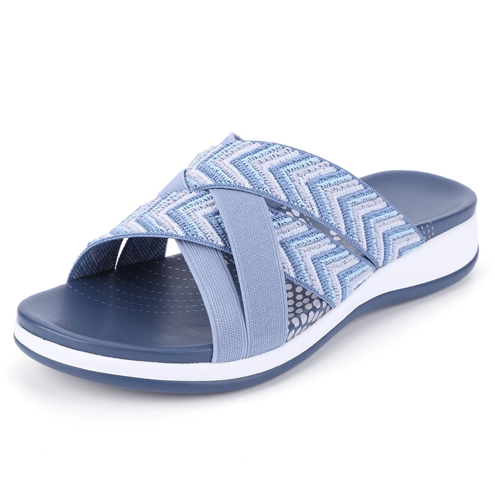 Women Cross Strap Slides Casual Slip On Sandals Comfortable Thick Sole Sandals Anti Slip Open Toe Slippers for Party Vacation