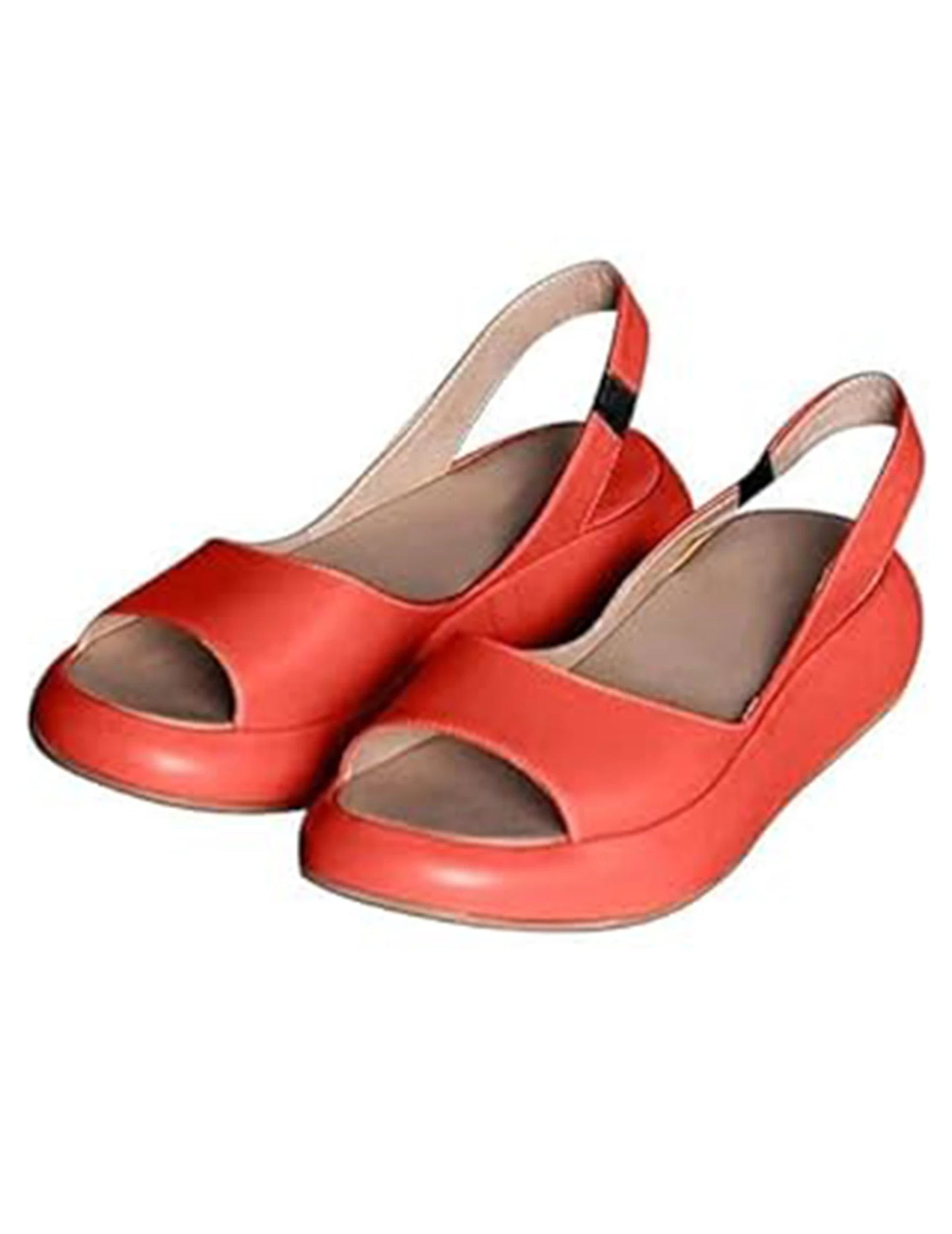 Women Wedge Sandals Open Toe Sandals Elastic Back Strap Slip On Sandals Comfortable Casual Walking Sandals for All Foot Shapes