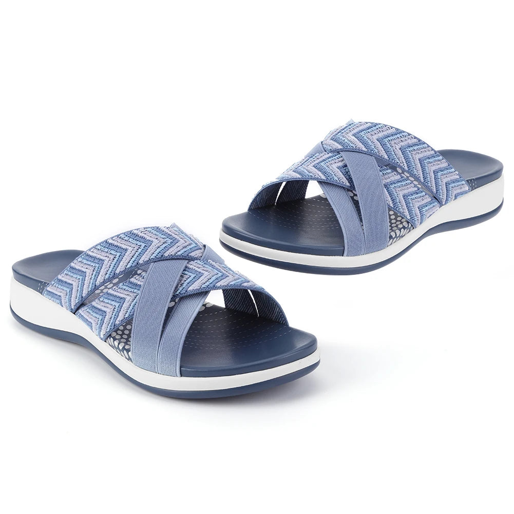 Women Cross Strap Slides Casual Slip On Sandals Comfortable Thick Sole Sandals Anti Slip Open Toe Slippers for Party Vacation