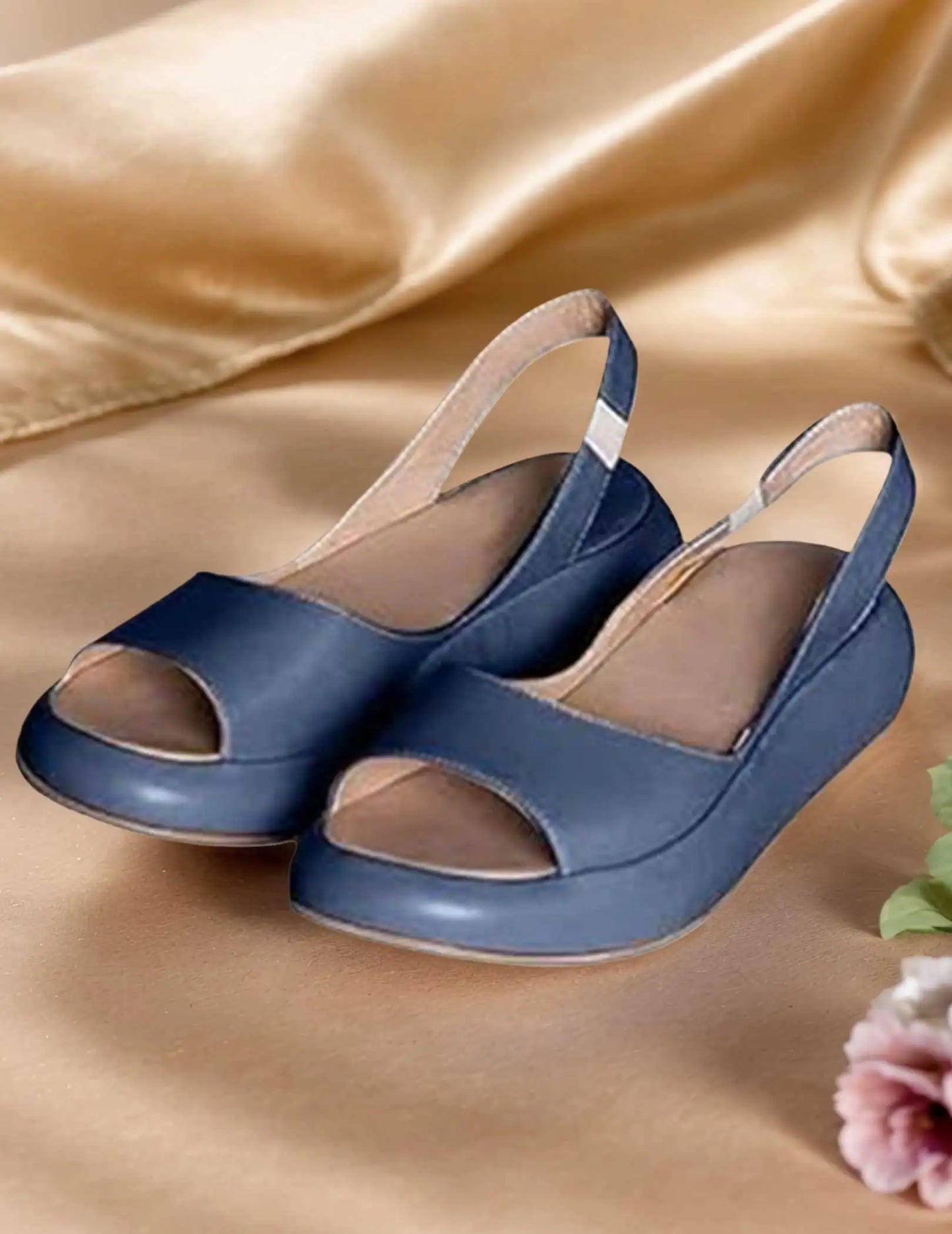 Women Wedge Sandals Open Toe Sandals Elastic Back Strap Slip On Sandals Comfortable Casual Walking Sandals for All Foot Shapes