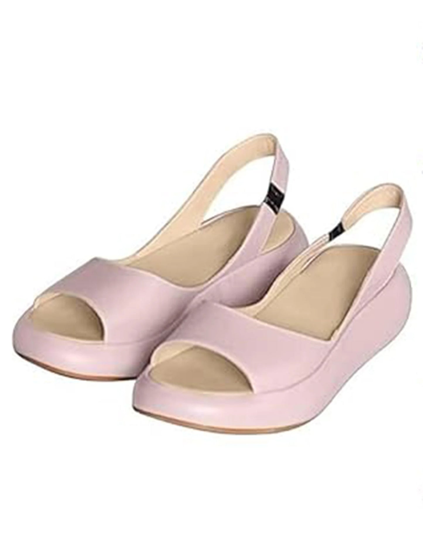 Women Wedge Sandals Open Toe Sandals Elastic Back Strap Slip On Sandals Comfortable Casual Walking Sandals for All Foot Shapes