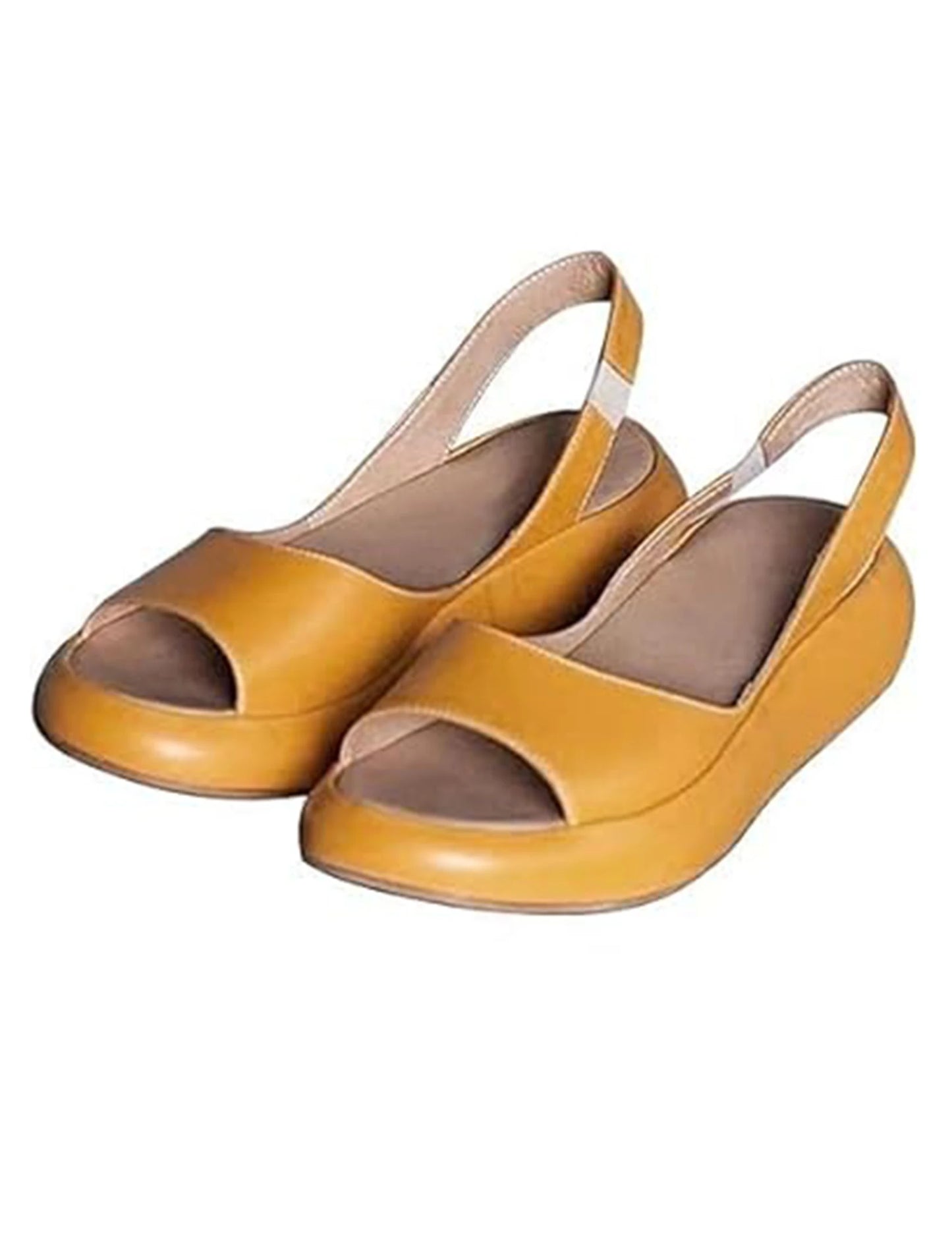 Women Wedge Sandals Open Toe Sandals Elastic Back Strap Slip On Sandals Comfortable Casual Walking Sandals for All Foot Shapes