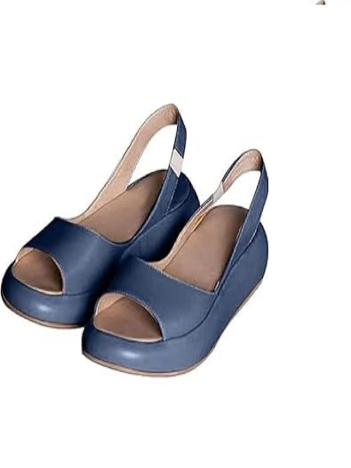 Women Wedge Sandals Open Toe Sandals Elastic Back Strap Slip On Sandals Comfortable Casual Walking Sandals for All Foot Shapes