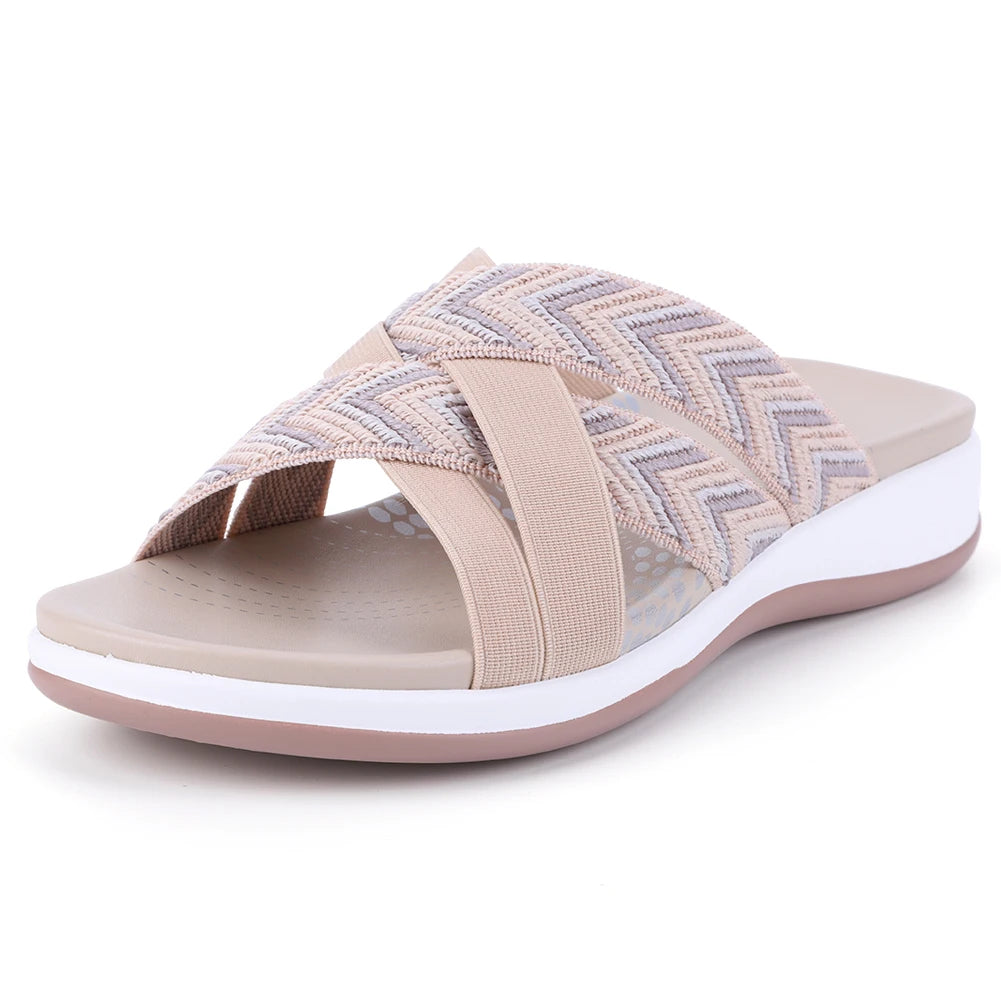 Women Cross Strap Slides Casual Slip On Sandals Comfortable Thick Sole Sandals Anti Slip Open Toe Slippers for Party Vacation