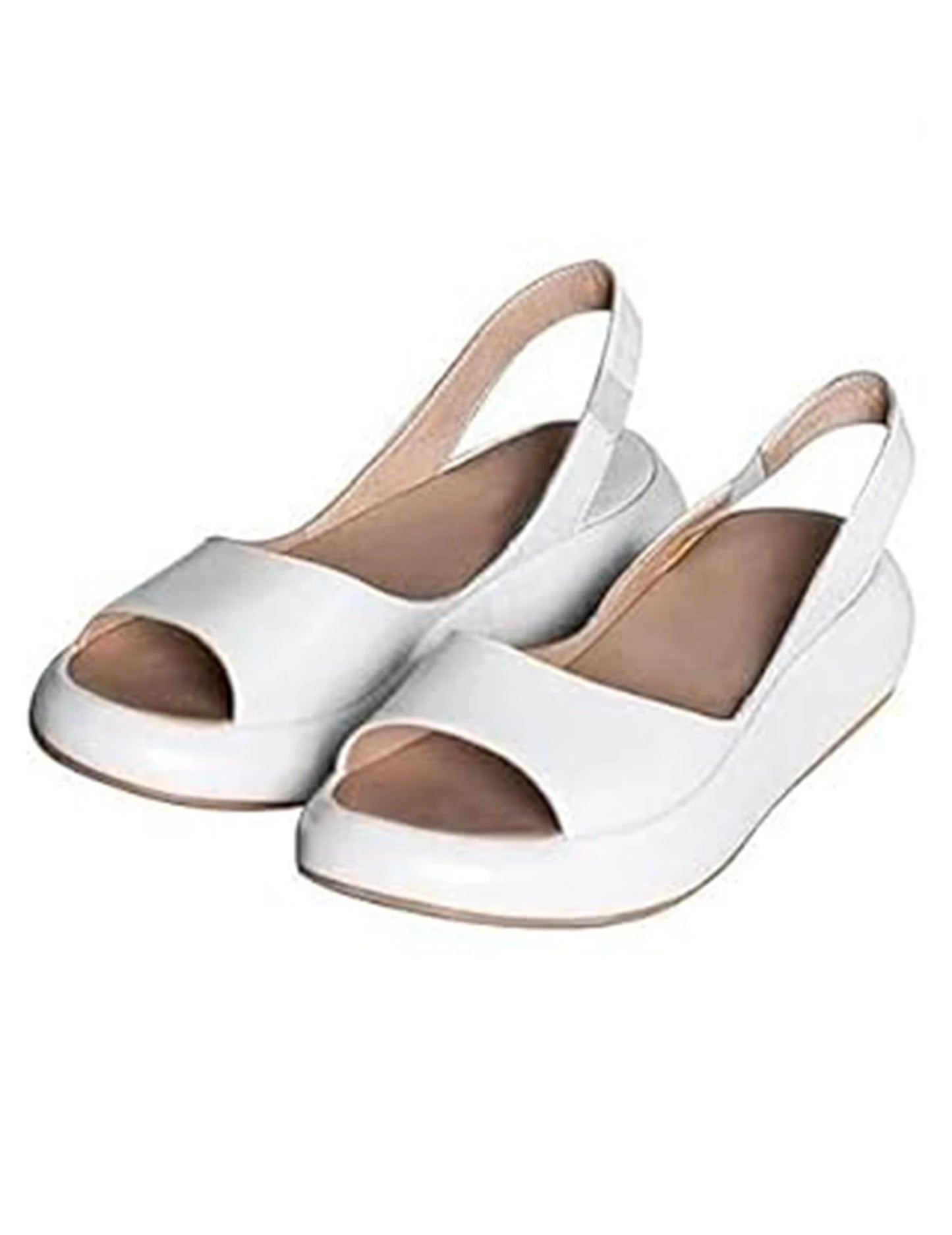 Women Wedge Sandals Open Toe Sandals Elastic Back Strap Slip On Sandals Comfortable Casual Walking Sandals for All Foot Shapes