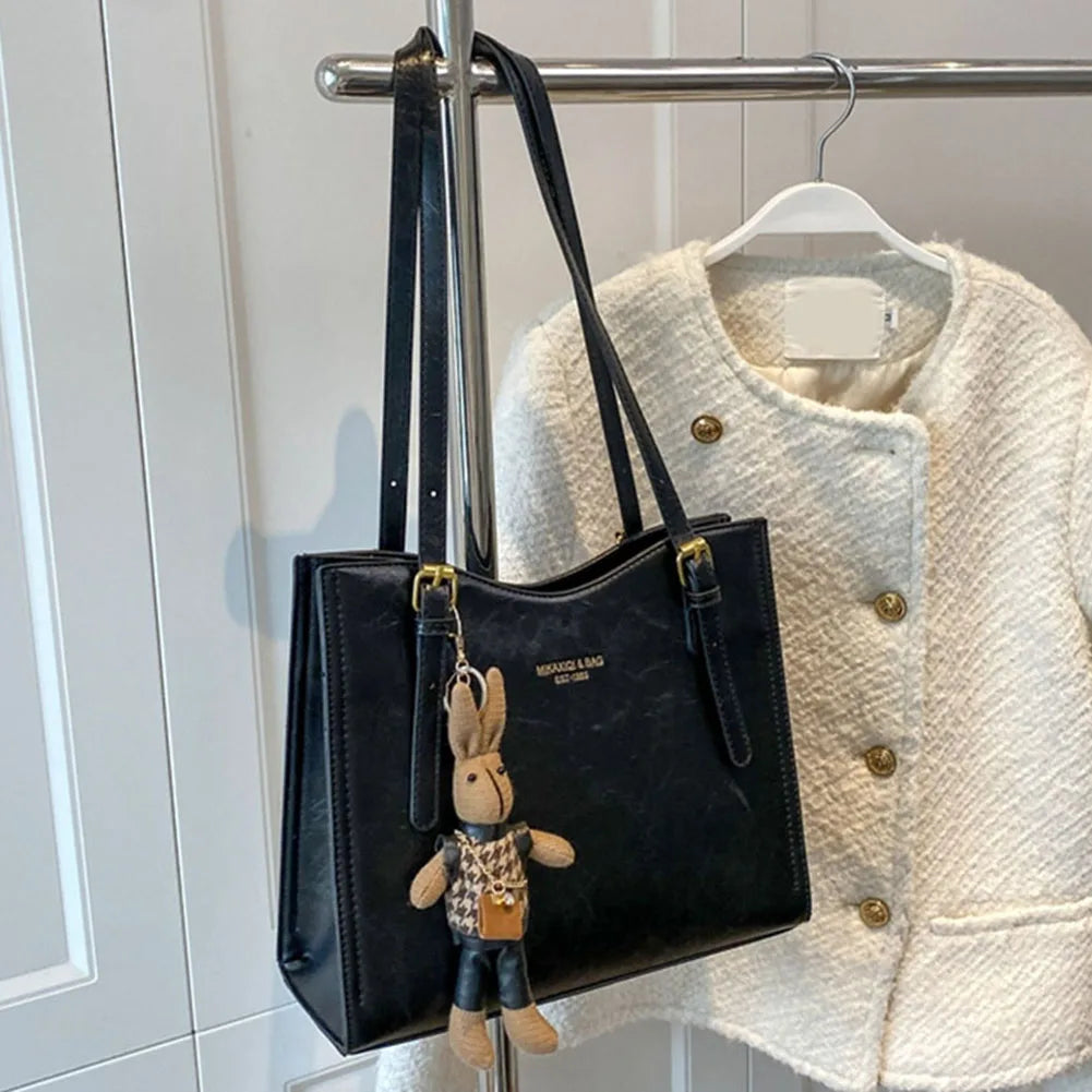Women Retro Tote Handbag PU Leather Slouchy Tote Purse Large Capacity Fashion Shoulder Bag Ladies Travel Handbag