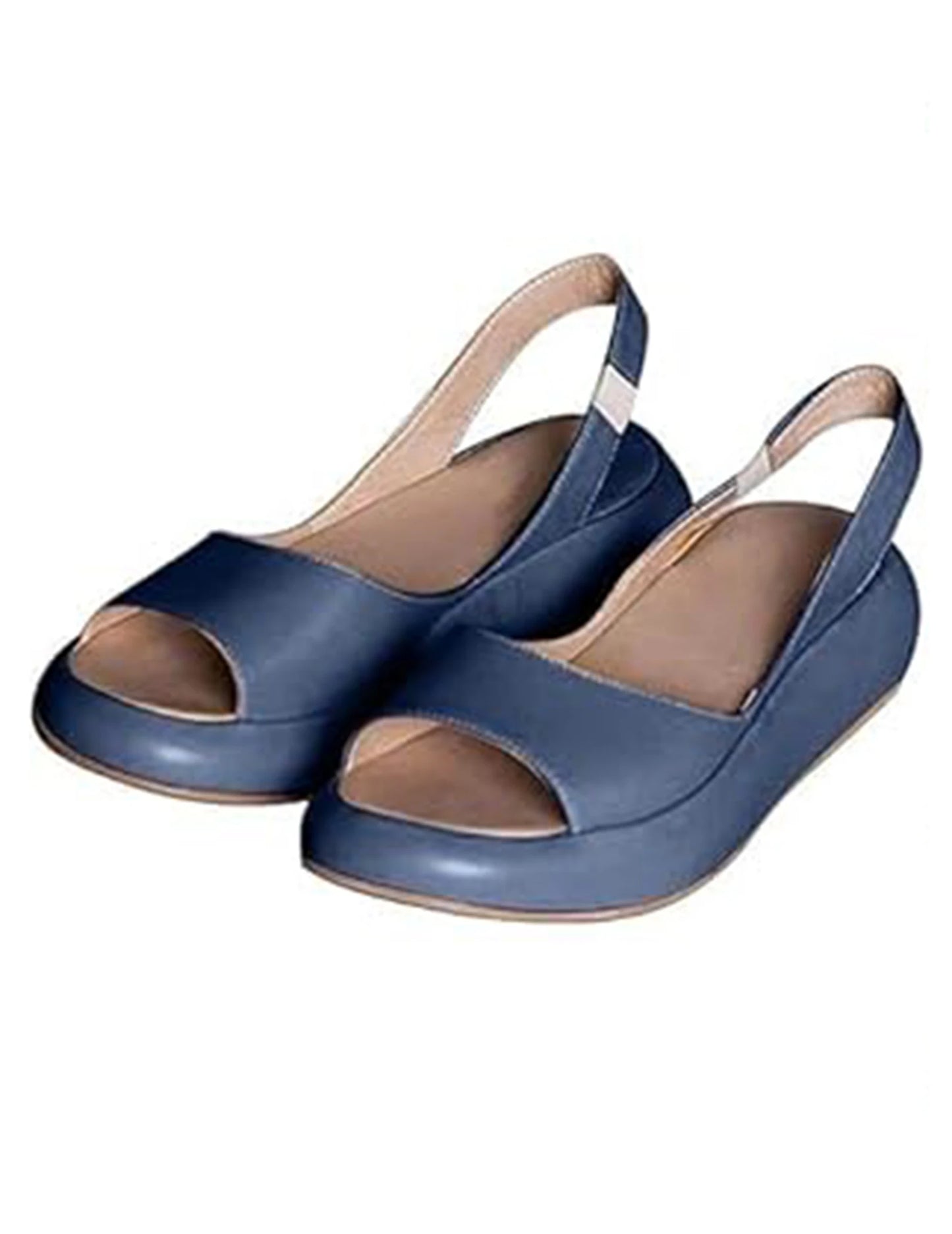 Women Wedge Sandals Open Toe Sandals Elastic Back Strap Slip On Sandals Comfortable Casual Walking Sandals for All Foot Shapes