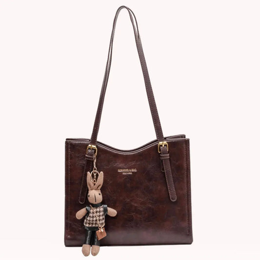 Women Retro Tote Handbag PU Leather Slouchy Tote Purse Large Capacity Fashion Shoulder Bag Ladies Travel Handbag