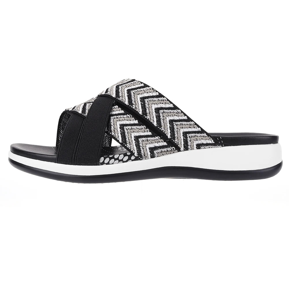 Women Cross Strap Slides Casual Slip On Sandals Comfortable Thick Sole Sandals Anti Slip Open Toe Slippers for Party Vacation