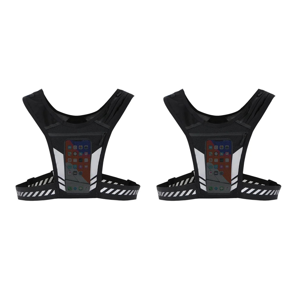 Running Phone Holder Vest Breathable Mesh Cycling Vest Unisex Adjustable Buckle Running Chest Pouch Elastic for Men Women