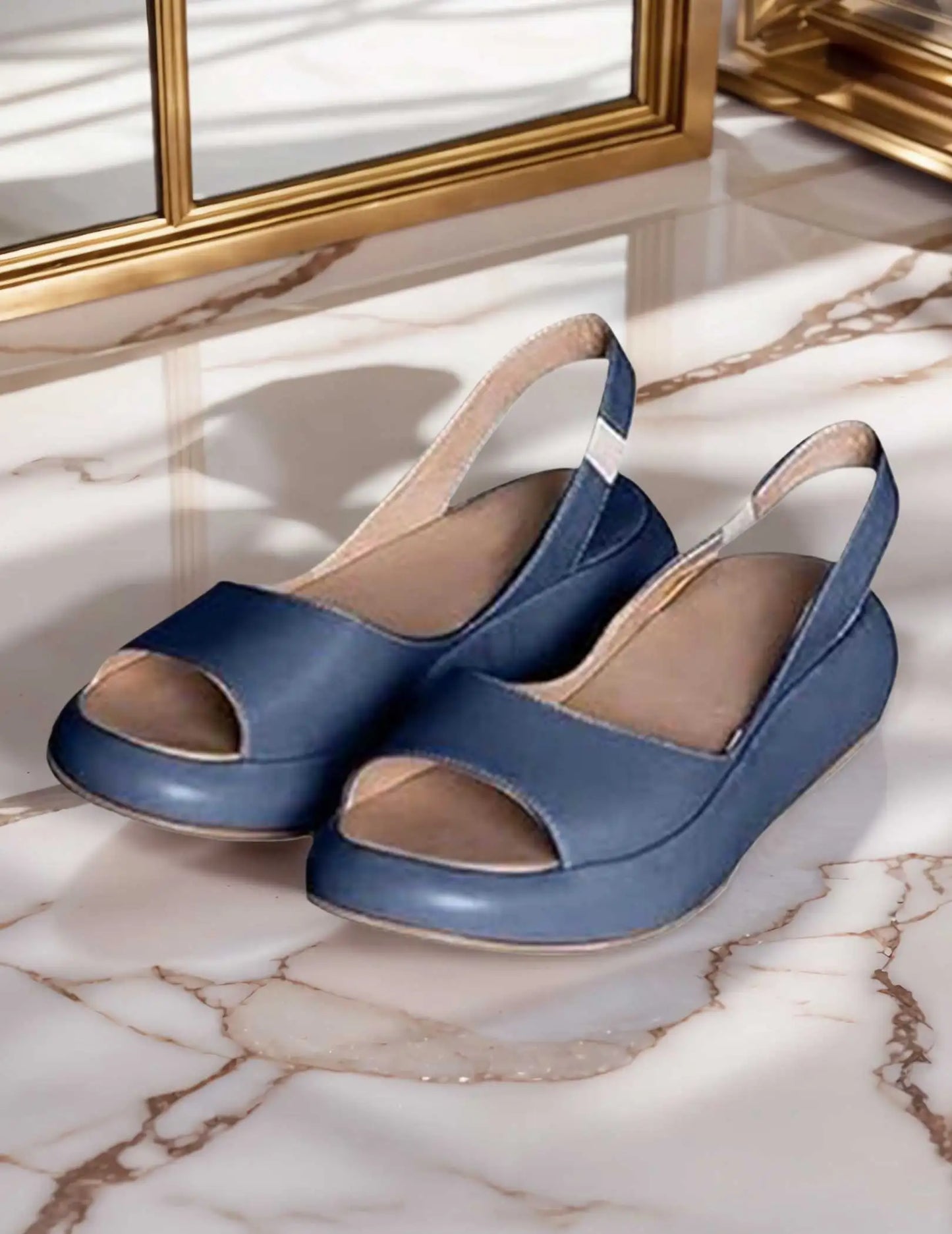 Women Wedge Sandals Open Toe Sandals Elastic Back Strap Slip On Sandals Comfortable Casual Walking Sandals for All Foot Shapes
