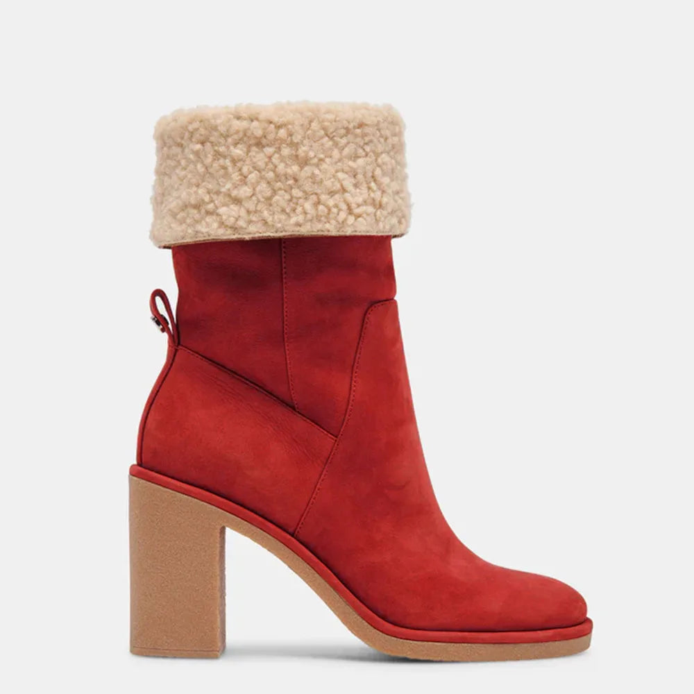 Winter Boots for Women Comfortable Side Zipper Mid Chunky Heel Suede Warm Fur Snow Ankle Boot Outdoor Party Shoes